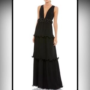 Mac Duggal Leena Black Tiered Dress